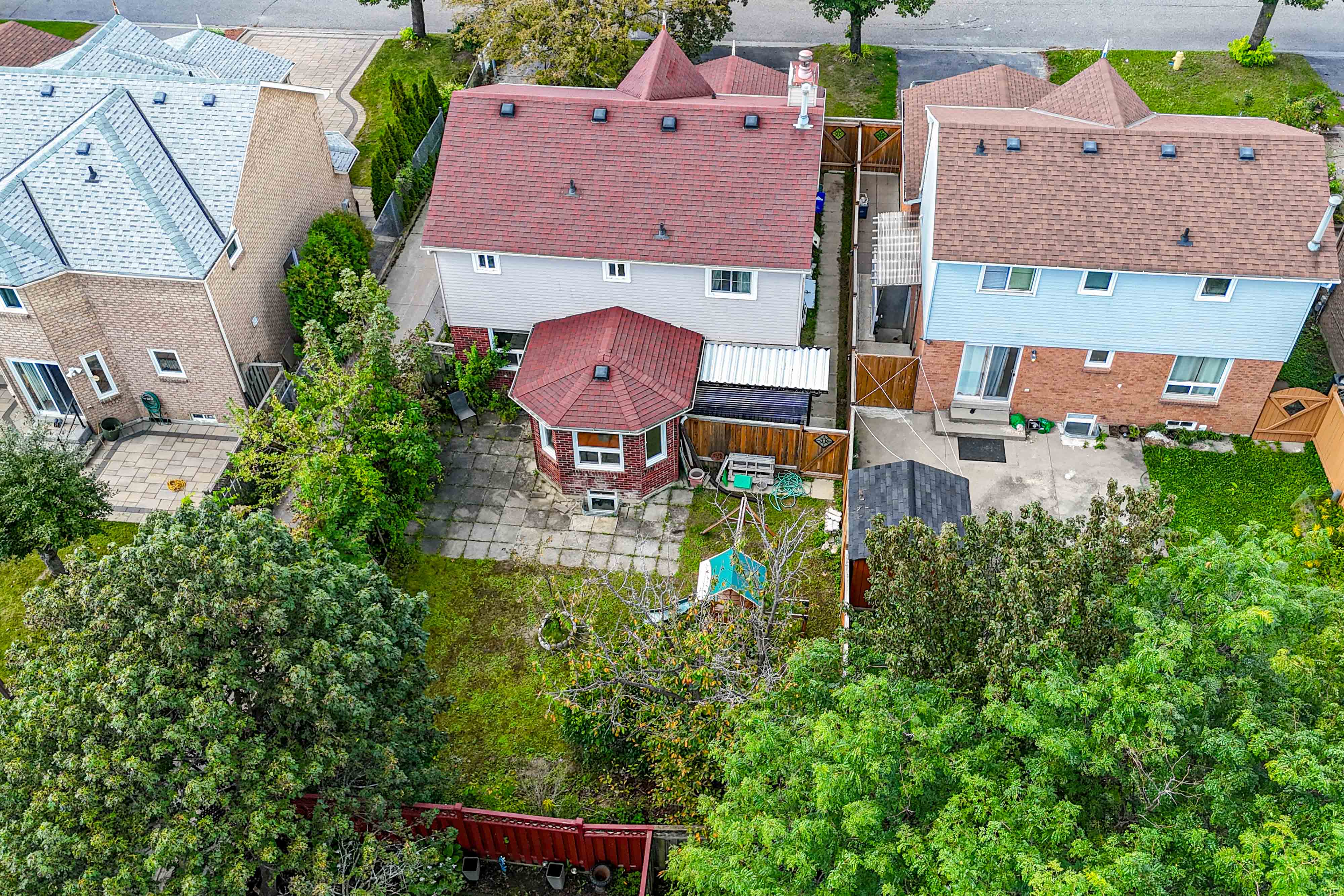 Direct overhead view of house and patio